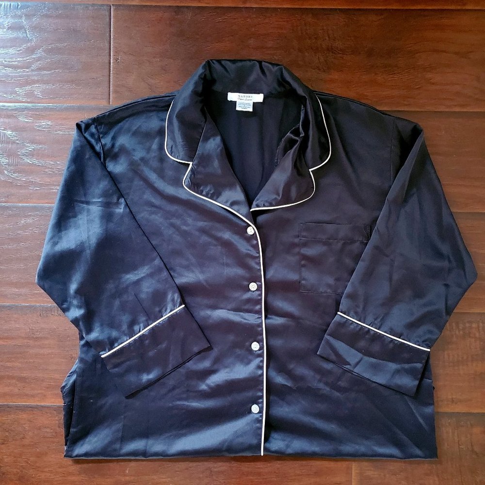 NATORI Black Satin Sleep Shirt
